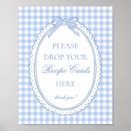 Poster Coquete Gingham Azul Compartilhe uma Receita