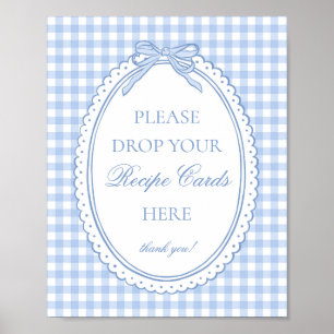 Poster Coquete Gingham Azul Compartilhe uma Receita