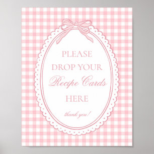 Poster Coquete Gingham Rosa Compartilhe uma Receita