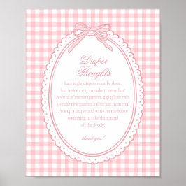 Poster Coquete Gingham Rosa Laço Pensamentos de Fralda Be