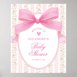 Poster Coquete Rosa Arco Rosas Menina Chamada Bebê