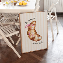 Poster Coquete Rosa Um Croissant, Por Favor