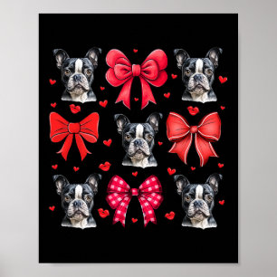 Poster Coquete Terrier de Boston Laço Cachorrinho Mãe Val