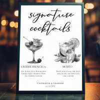Coquetéis Cereja French 75 Mojito Preto e Branco