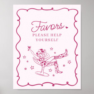 Poster Coquetéis cor-de-rosa e vaquinhas - Sinal dos Favo