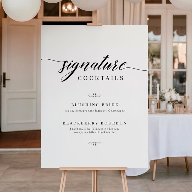 Poster Coquetéis de Assinatura de Casamento com Letra Ele (Criador carregado)