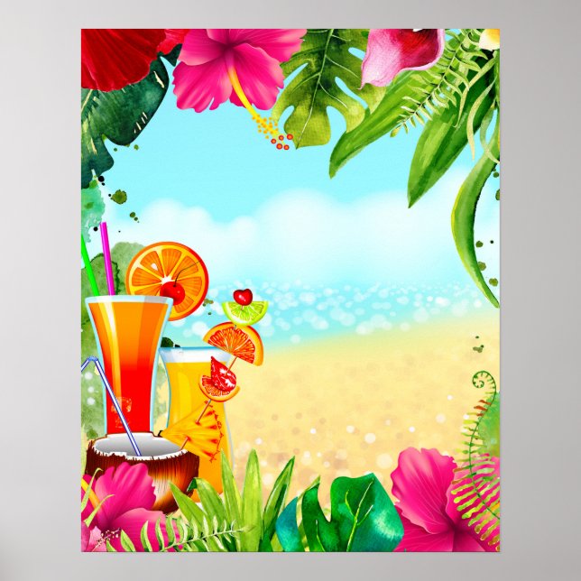 Poster Coquetéis de Verão Tropicais & Festa de Verão na P (Frente)