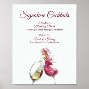Poster Coquetéis Especiais Dança de Vinho Tinto e Branco
