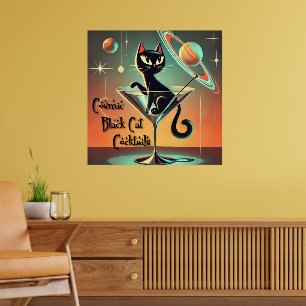 Poster Coquetéis Pretos Cósmicos Futurísticos Atômicos