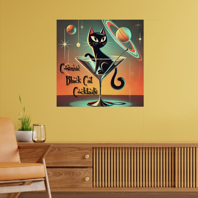 Poster Coquetéis Pretos Cósmicos Futurísticos Atômicos (Sala de Estar 2)