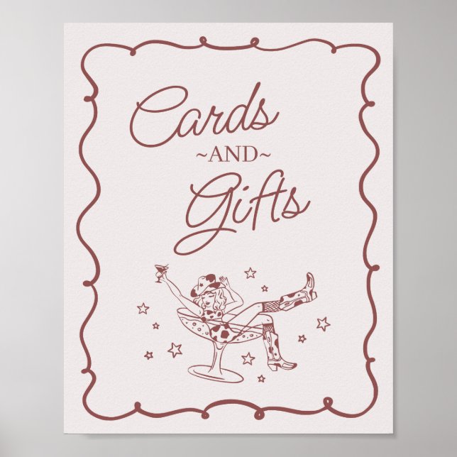 Poster Coquetéis ruidosos Cowgirl Cartões e presentes (Frente)