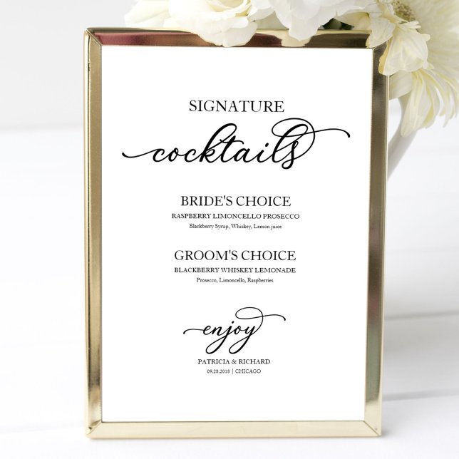 Poster Coquetéis Signature Chic Black Script (Criador carregado)