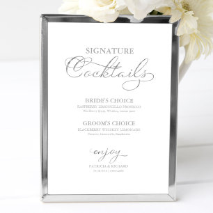 Poster Coquetéis Signature Folha Dourada Casamento Sinal