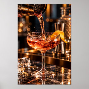 Poster Coquetel Âmbar Derramado com Torção de Laranja – B