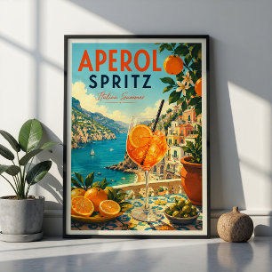 Poster Coquetel Aperol Spritz Arte de Parede de Verão Ita