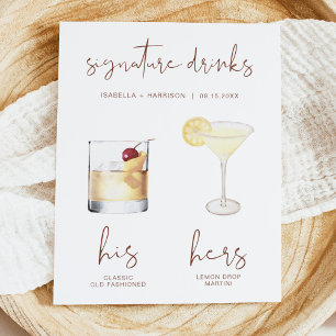 Poster Coquetel Corretor Boho Aquarela Bebida Signature