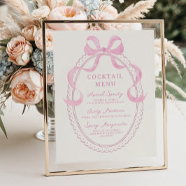 Poster Coquetel de quadro de Arco desenhado com Mão Rosa