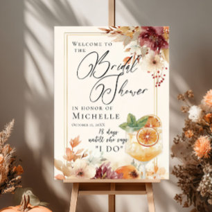 Poster Coquetel e Flores de Queda Chá de panela Bem-vindo
