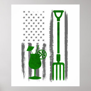 Poster Coquetel e jardinagem  - Bandeira Americana Antiga