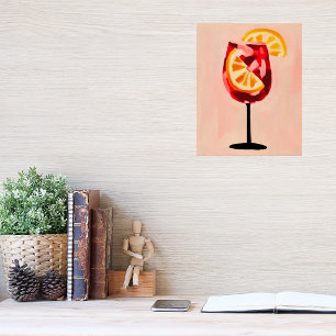 Poster Coquetel italiano laranja enfeite aquarela vibrant