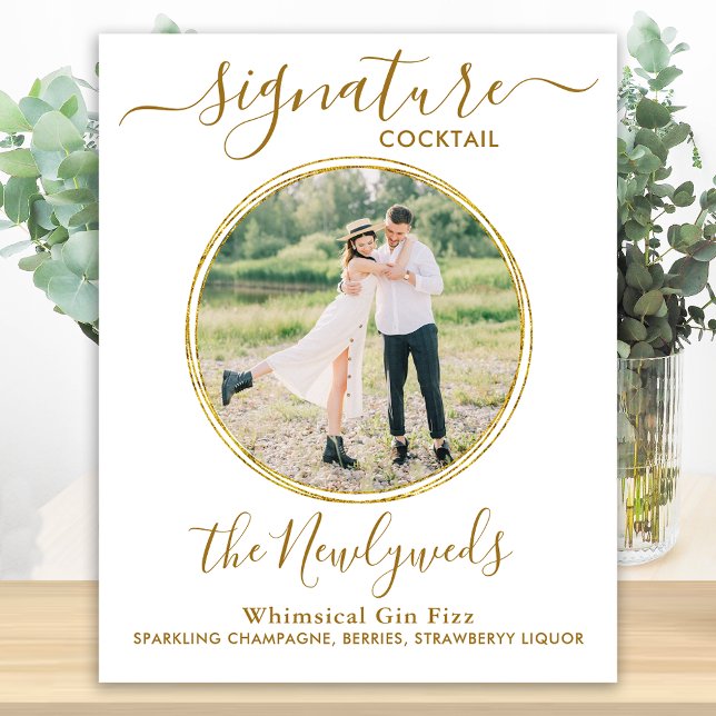 Poster Coquetel Personalizado de Casamento Dourado Bar de (Criador carregado)