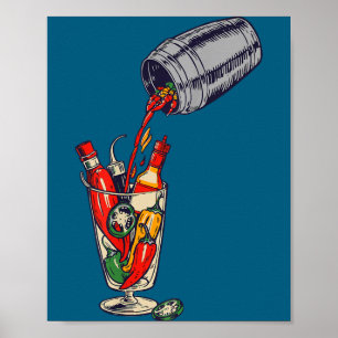 Poster Coquetel picante engraçado bebendo álcool licor