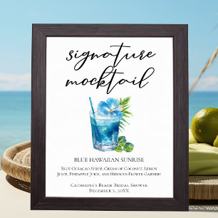 Poster Coquetel Sem Álcool Azul Havaiano Tropical