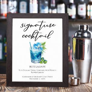Poster Coquetel Signature Tropical Beach Blue Lagoon