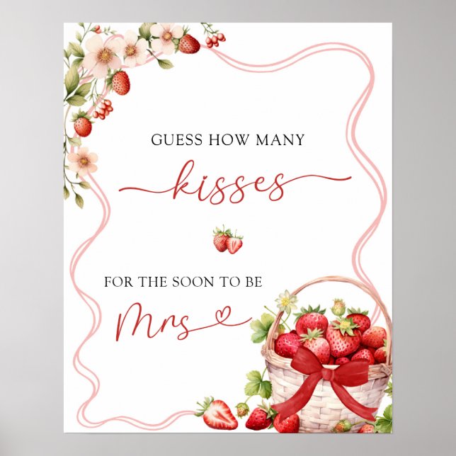 Poster Coquette Berry Apaixonado Adivinha Quantos Beijos (Frente)