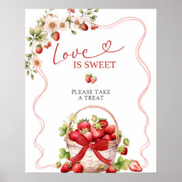Poster Coquette Berry In Love is Sweet Party Sign