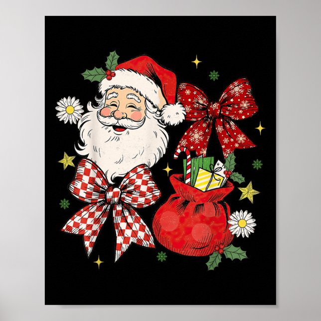 Poster Coquette Bow Christmas Santa Claus Xmas Holiday Wo (Frente)