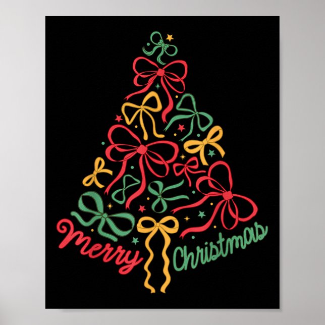 Poster Coquette Bow Christmas Tree Girly Xmas Holiday Wom (Frente)