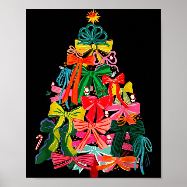Poster Coquette Bow Christmas Tree Preppy Christmas Girly (Frente)
