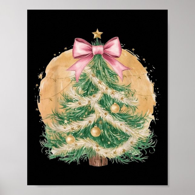 Poster Coquette Bow Christmas Tree Xmas Holiday Girly Out (Frente)