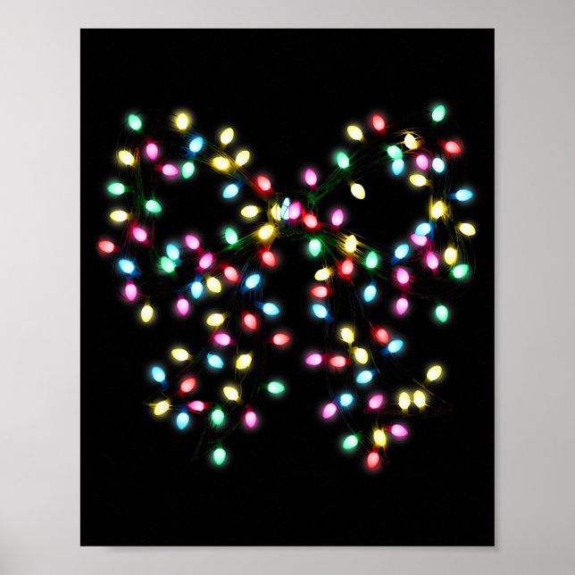 Poster Coquette Bow Christmas Xmas Lights Pajamas Holiday (Frente)