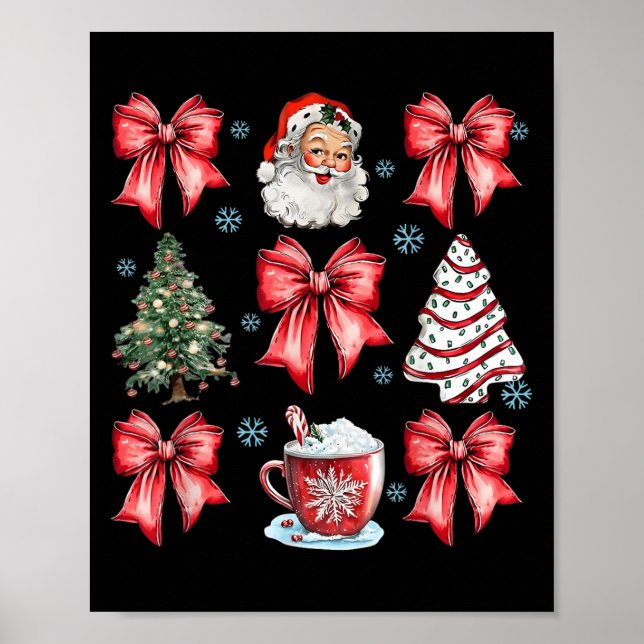 Poster Coquette Bow Cocoa Santa Christmas Xmas Tree Pajam (Frente)