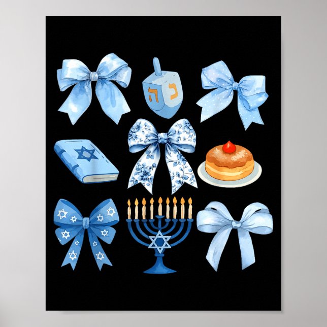 Poster Coquette Bow Hanukkah Chanukah Pajama Latke Jewish (Frente)
