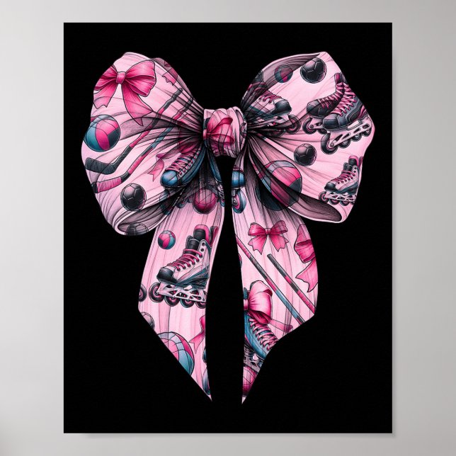 Poster Coquette Bow Inline Hockey Player Girl Mom Mother' (Frente)