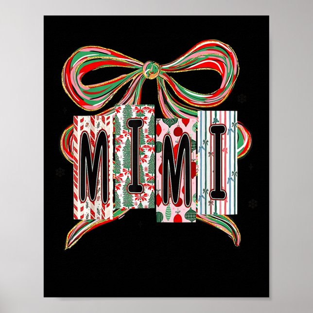 Poster Coquette Bow Merry Christmas Mimi Grandma Xmas Paj (Frente)