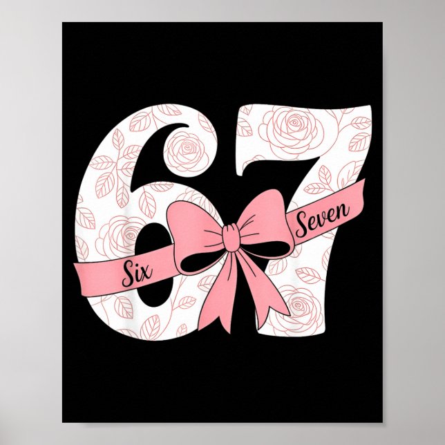 Poster Coquette Bow Number 67 Meme Nk Floral  (Frente)