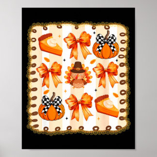 Poster Coquette Bow Pumpkin Season Thanksgiving Autumn Fa