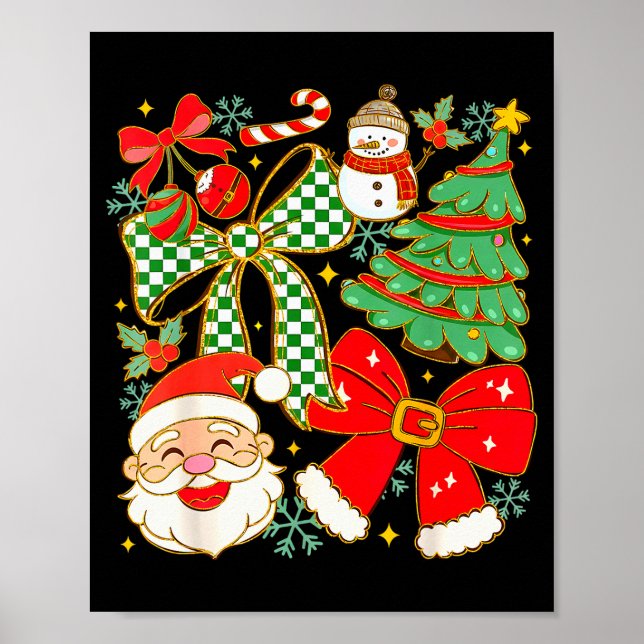 Poster Coquette Bow Santa Claus Merry Christmas Women Xma (Frente)