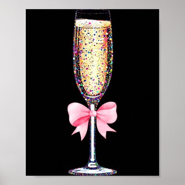 Poster Coquette Champagne Gl Happy New Year 2026 Party Wo (Frente)