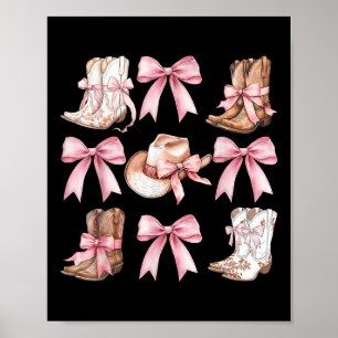 Poster Coquette Cowgirl Boots com Arcos Rosa Y2