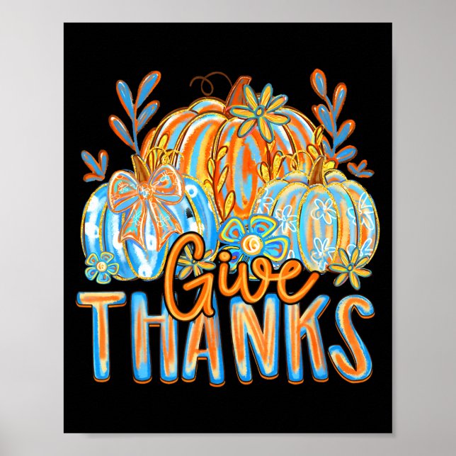 Poster Coquette Give Thanks Christian Thanksgiving Floral (Frente)