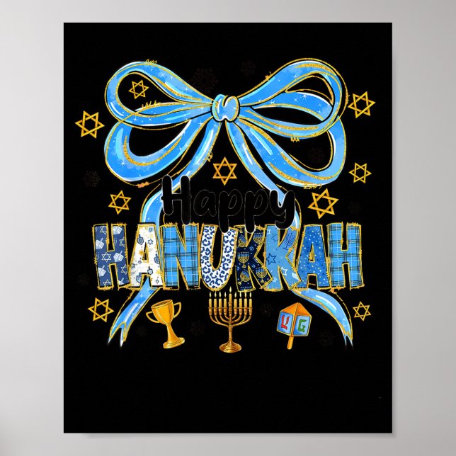 Poster Coquette Hanukkah Bow Jewish Bow Menorah Bow Women (Frente)