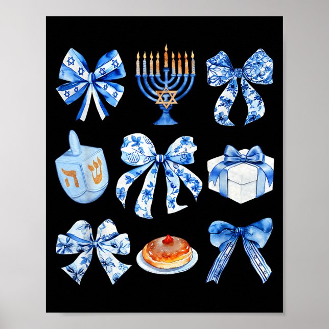 Poster Coquette Hanukkah Bow Jewish Bow Menorah Bow Women (Frente)
