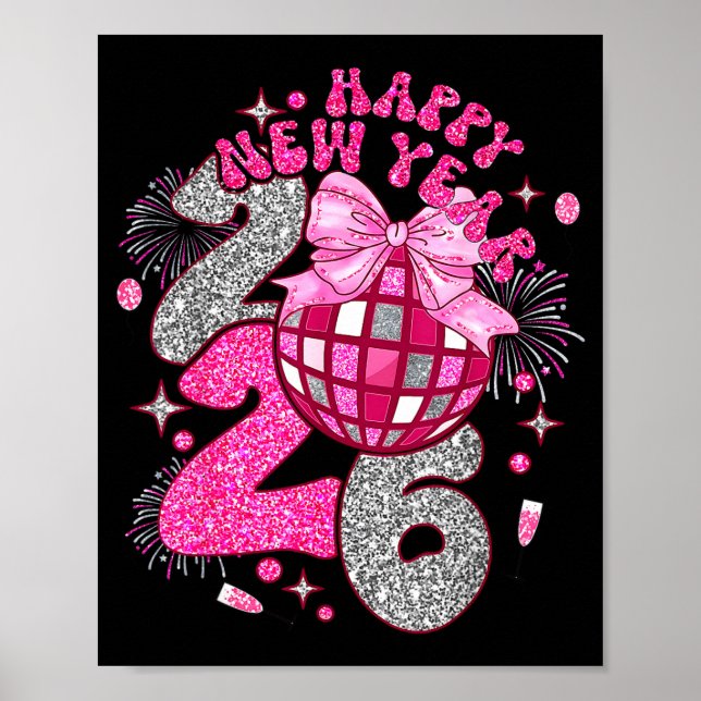 Poster Coquette Happy New Year 2026 Party Matching Family (Frente)
