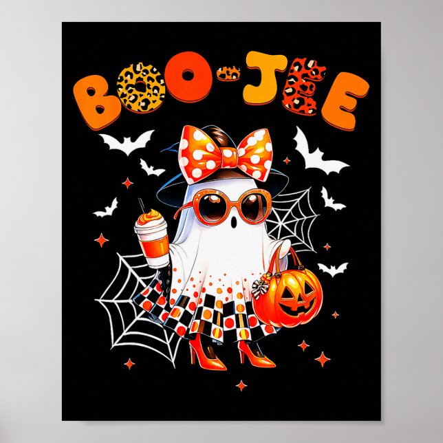 Poster Coquette Leopard Ghost Coffee Boo-jee Halloween Bo (Frente)