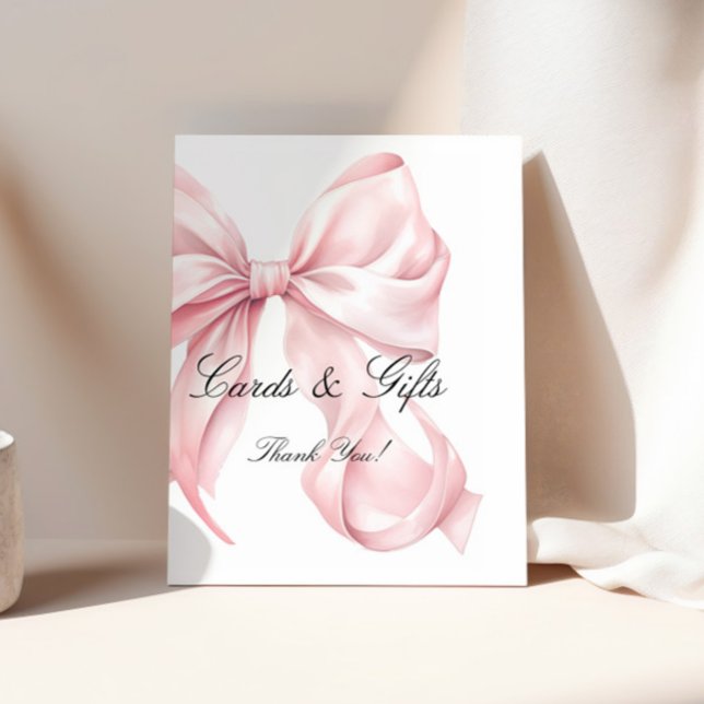 Poster Coquette Pink Bow Cards and Gifts Sign (Criador carregado)